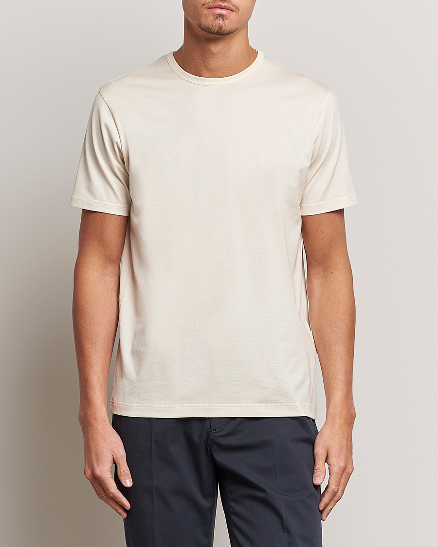 Herren | T-Shirts | Sunspel | Crew Neck Q82 Cotton T-Shirt Undyed