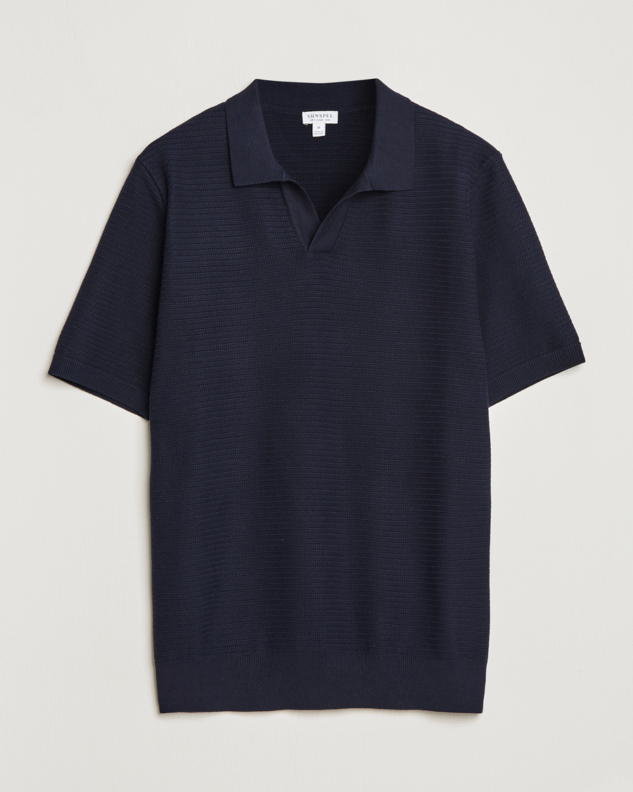 Herren | Poloshirts | Sunspel | Knitted Polo Shirt Navy