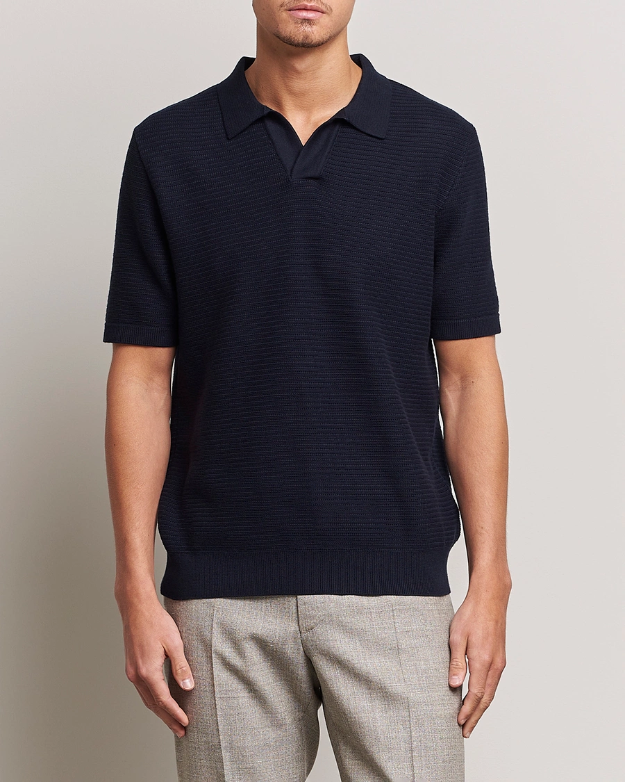 Herren |  | Sunspel | Knitted Polo Shirt Navy