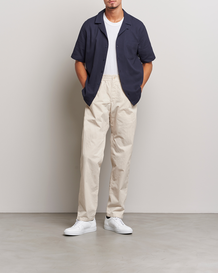 Herren | Hemden | Sunspel | Waffle Camp Collar Shirt Navy