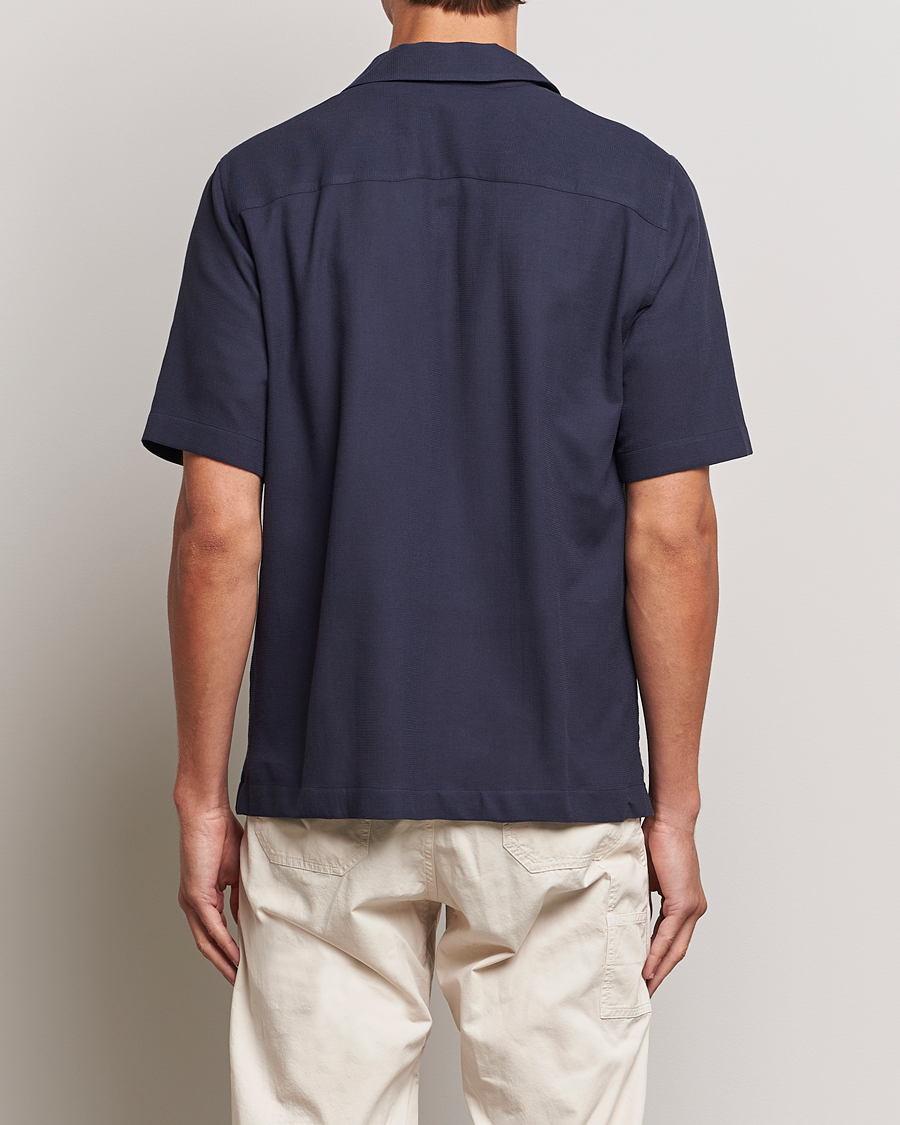 Herren | Hemden | Sunspel | Waffle Camp Collar Shirt Navy