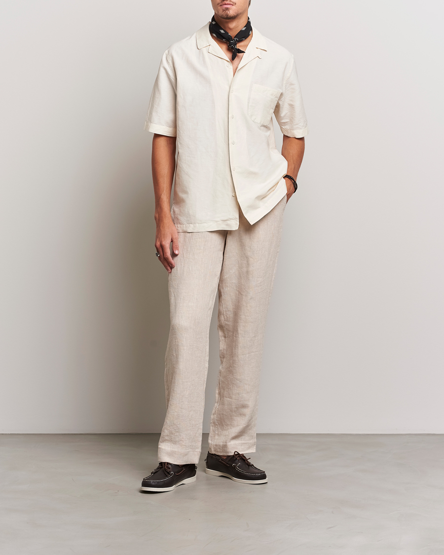 Herren | Hemden | Sunspel | Lightweight Cotton/Linen Resort Shirt Ecru