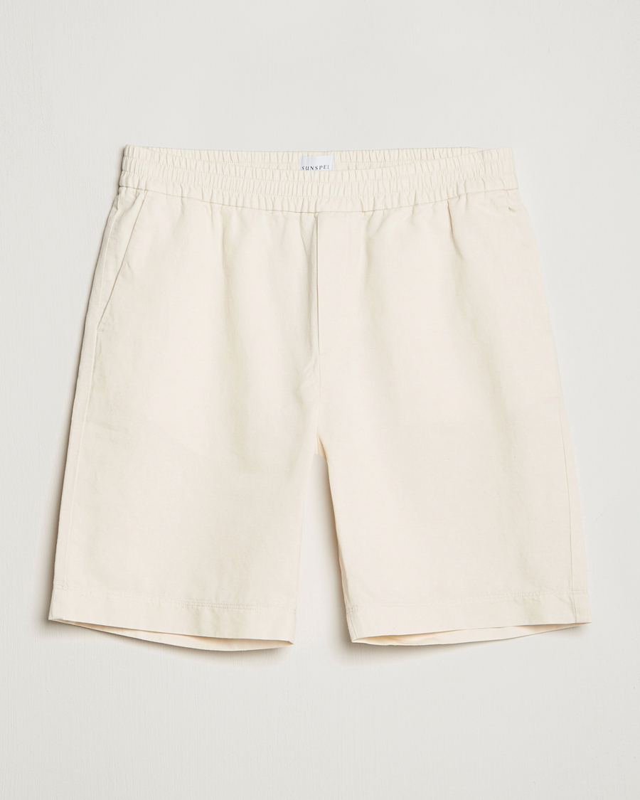 Herren | Drawstringshorts | Sunspel | Cotton/Linen Drawstring Shorts Undyed