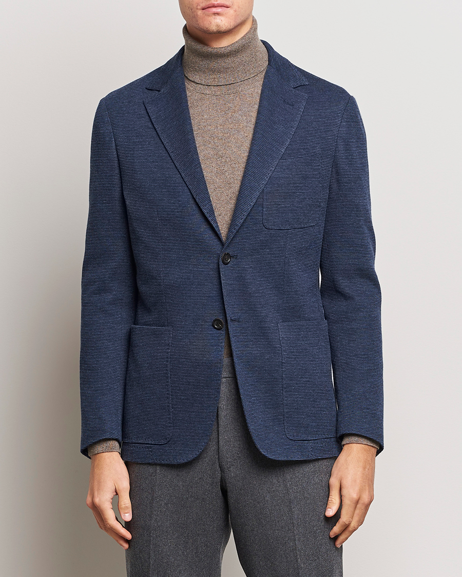 Herren | Wollsakko | Canali | Structured Jersey Jacket Blue
