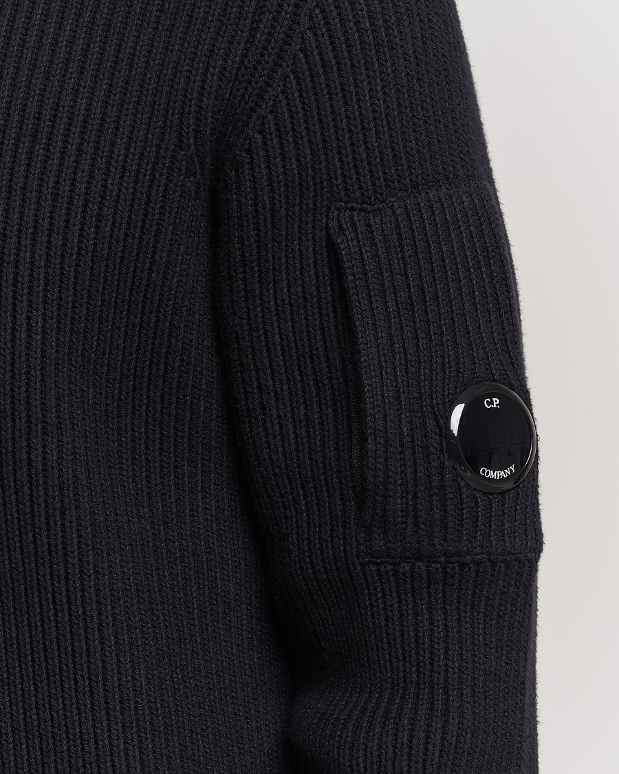 Herren | Pullover | C.P. Company | Full Rib Knitted Cotton Crewneck Black