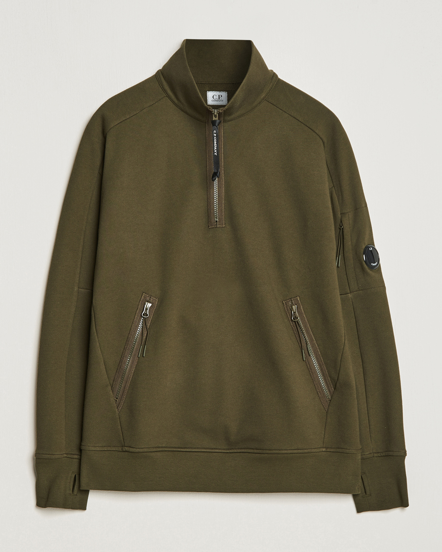 Herren |  | C.P. Company | Diagonal Raised Fleece Half Zip Lens Sweatshirt Green
