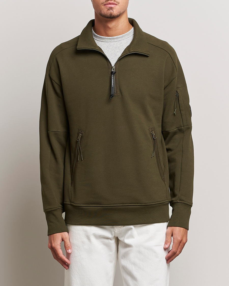 Herren |  | C.P. Company | Diagonal Raised Fleece Half Zip Lens Sweatshirt Green