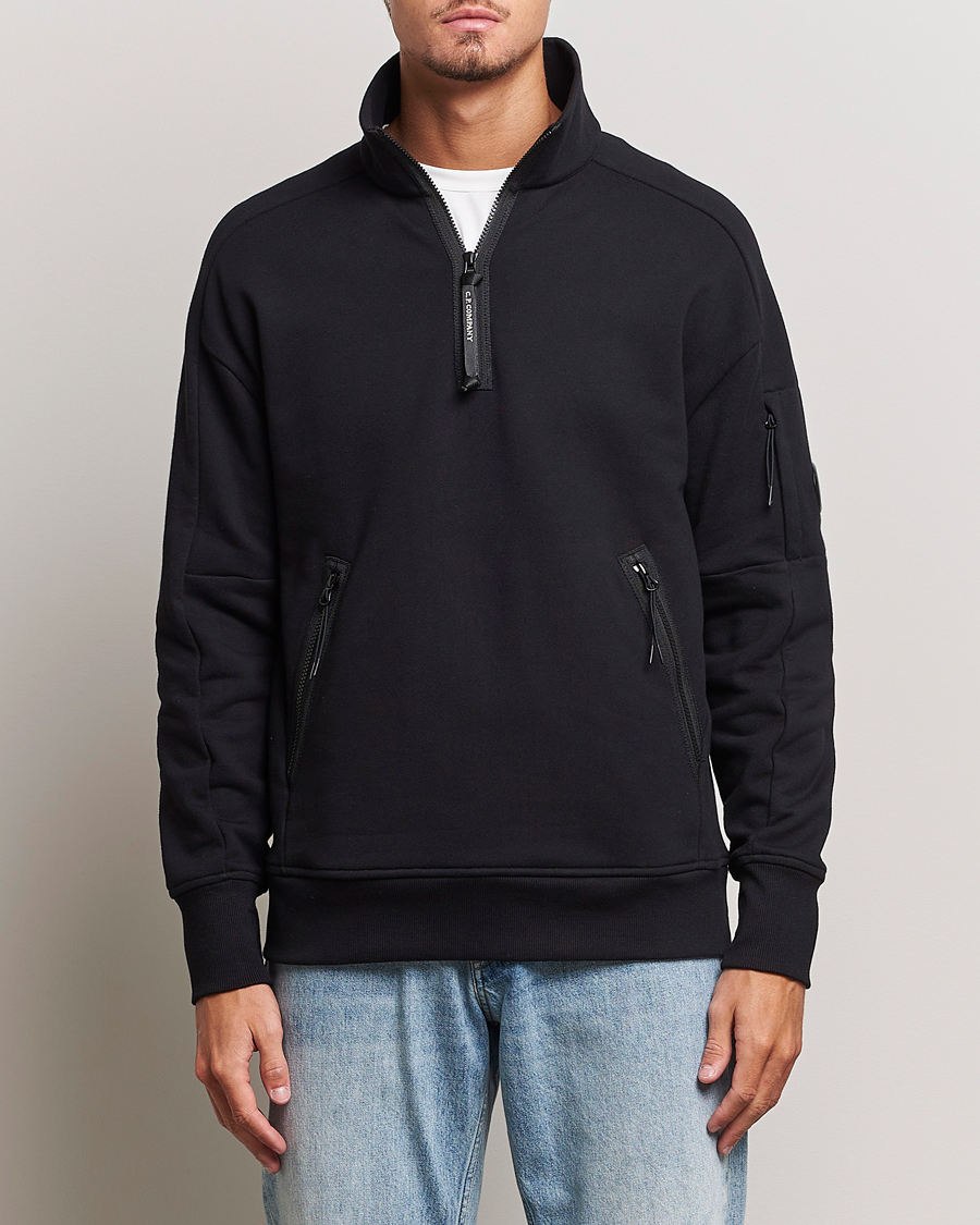 Herren |  | C.P. Company | Diagonal Raised Fleece Half Zip Lens Sweatshirt Black