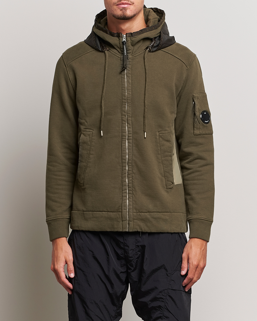 Herren | C.P. Company | C.P. Company | Diagonal Raised Fleece Hooded Open Lens Sweatshirt Green