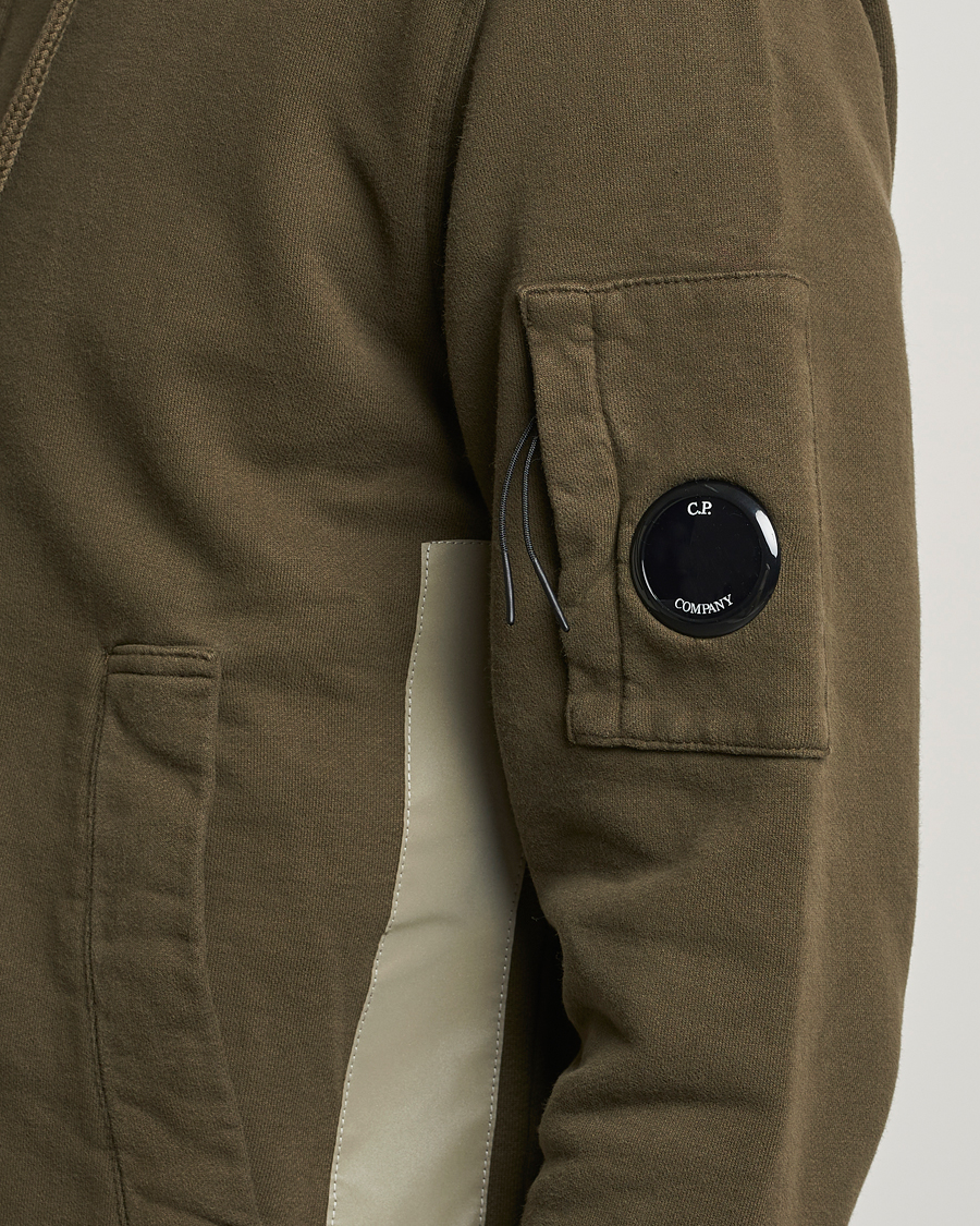 Herren | Pullover | C.P. Company | Diagonal Raised Fleece Hooded Open Lens Sweatshirt Green