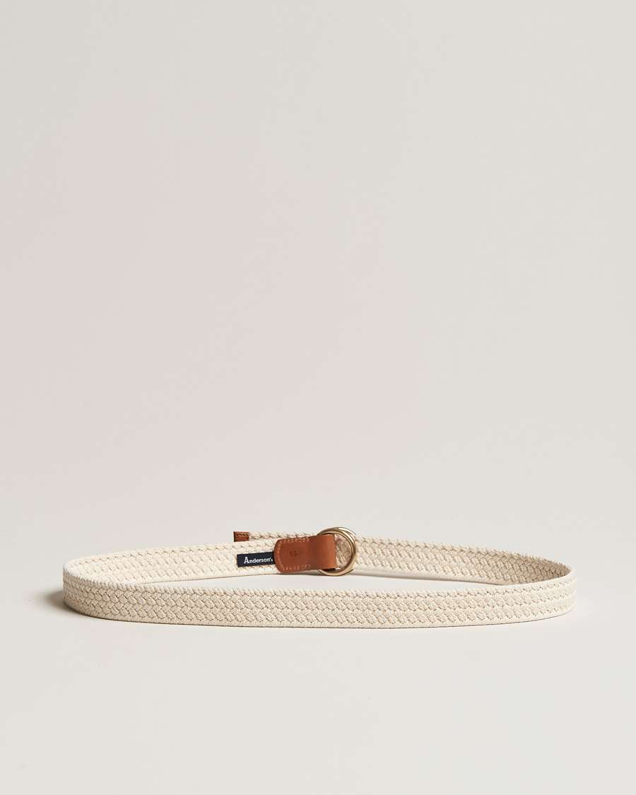 Herren | Gürtel | Anderson's | Woven Cotton Belt Off White