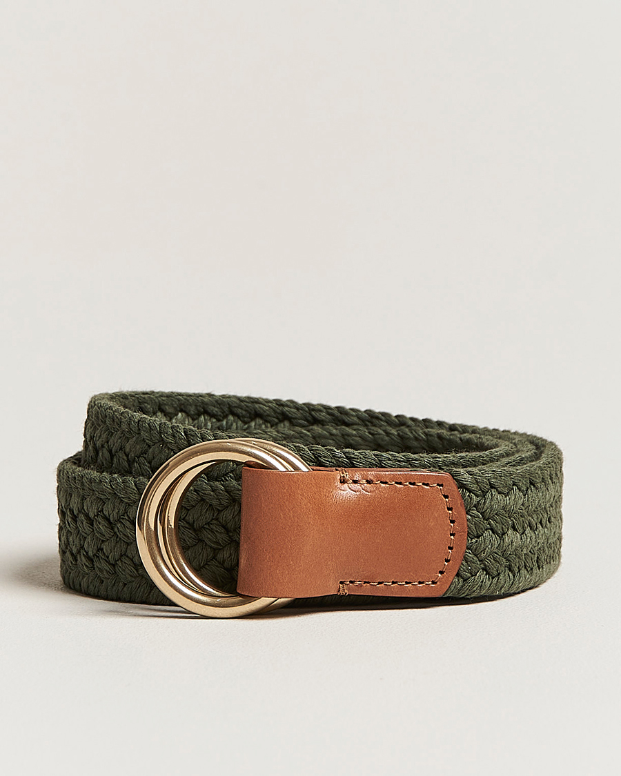 Herren | Anderson's Woven Cotton Belt Green | Anderson's | Woven Cotton Belt Green