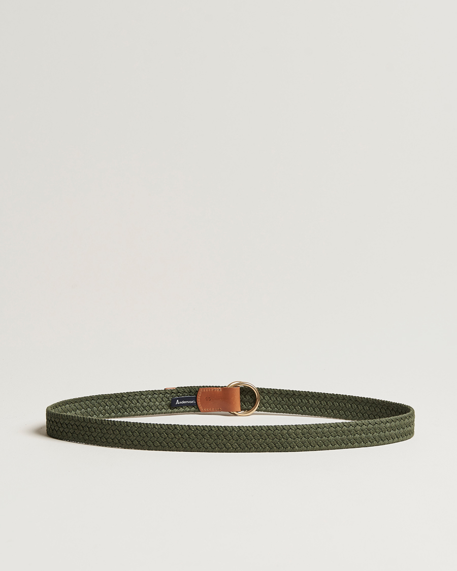 Herren | Anderson's Woven Cotton Belt Green | Anderson's | Woven Cotton Belt Green