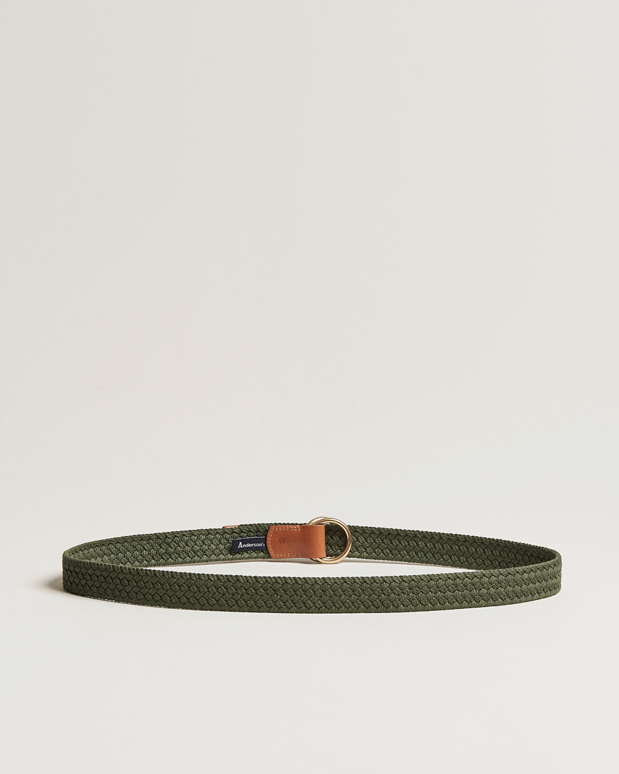 Herren | Anderson's Woven Cotton Belt Green | Anderson's | Woven Cotton Belt Green