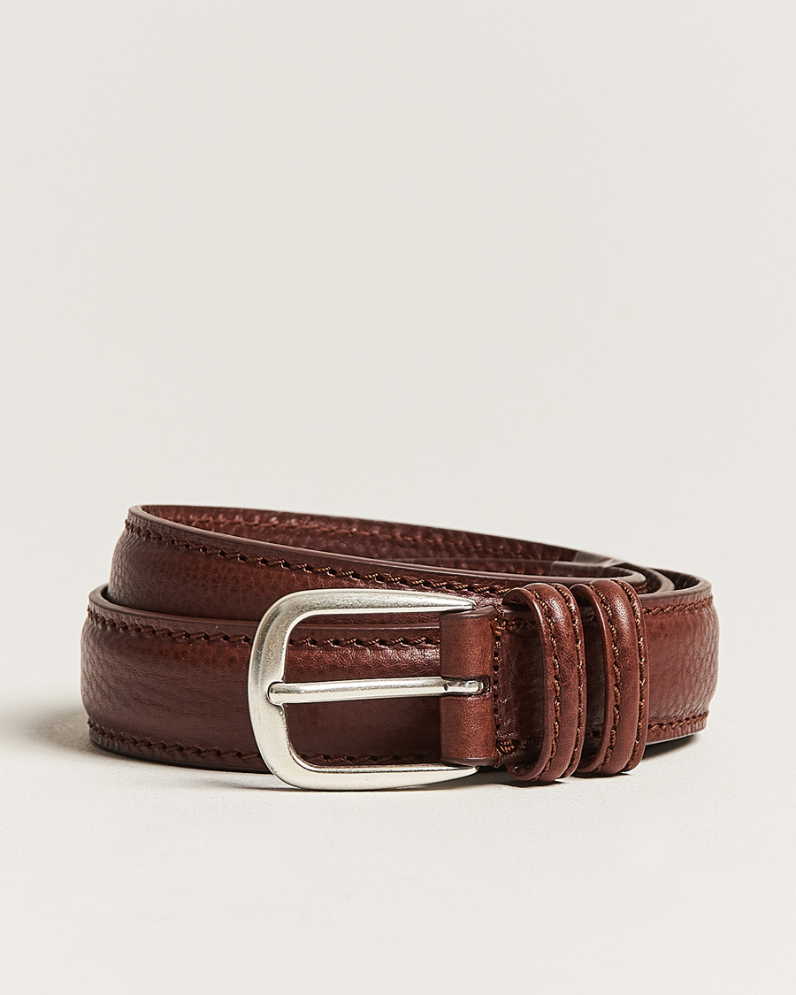 Herren | Anderson's Grained Leather Belt 3 cm Brown | Anderson's | Grained Leather Belt 3 cm Brown