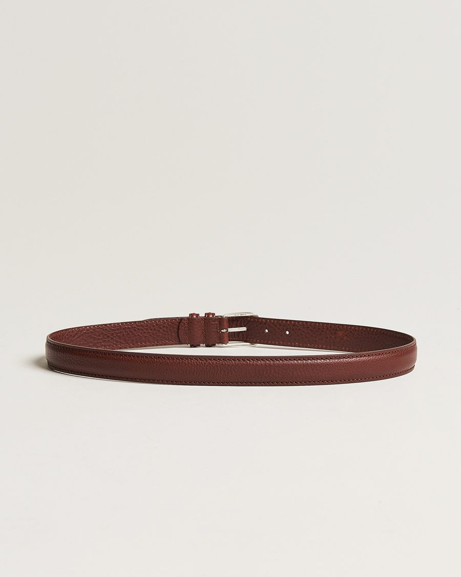 Herren | Business Casual | Anderson's | Grained Leather Belt 3 cm Brown