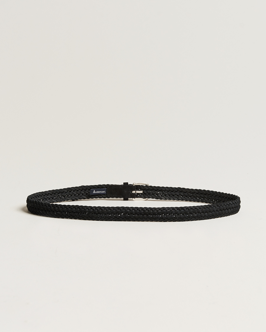 Herren | Sale accessoires | Anderson's | Woven Suede Belt 2,5 cm Black
