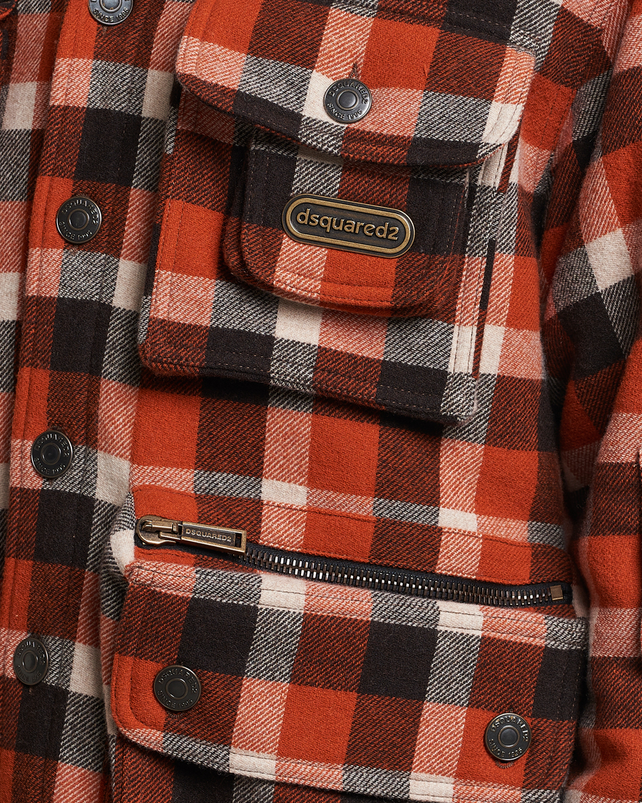 Herren | Jacken | Dsquared2 | Flannel Check Wool Jacket Rust/Blue