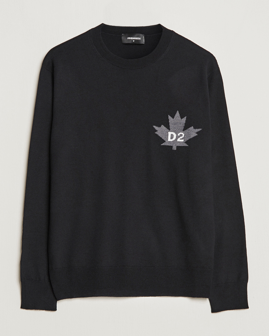 Herren | Pullover | Dsquared2 | D2 Leaf Knitted Sweatshirt Black