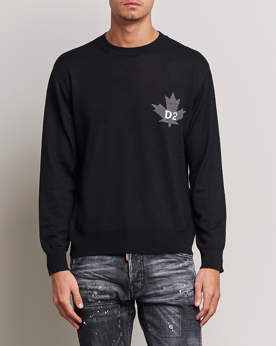 Herren | Luxury Brands | Dsquared2 | D2 Leaf Knitted Sweatshirt Black