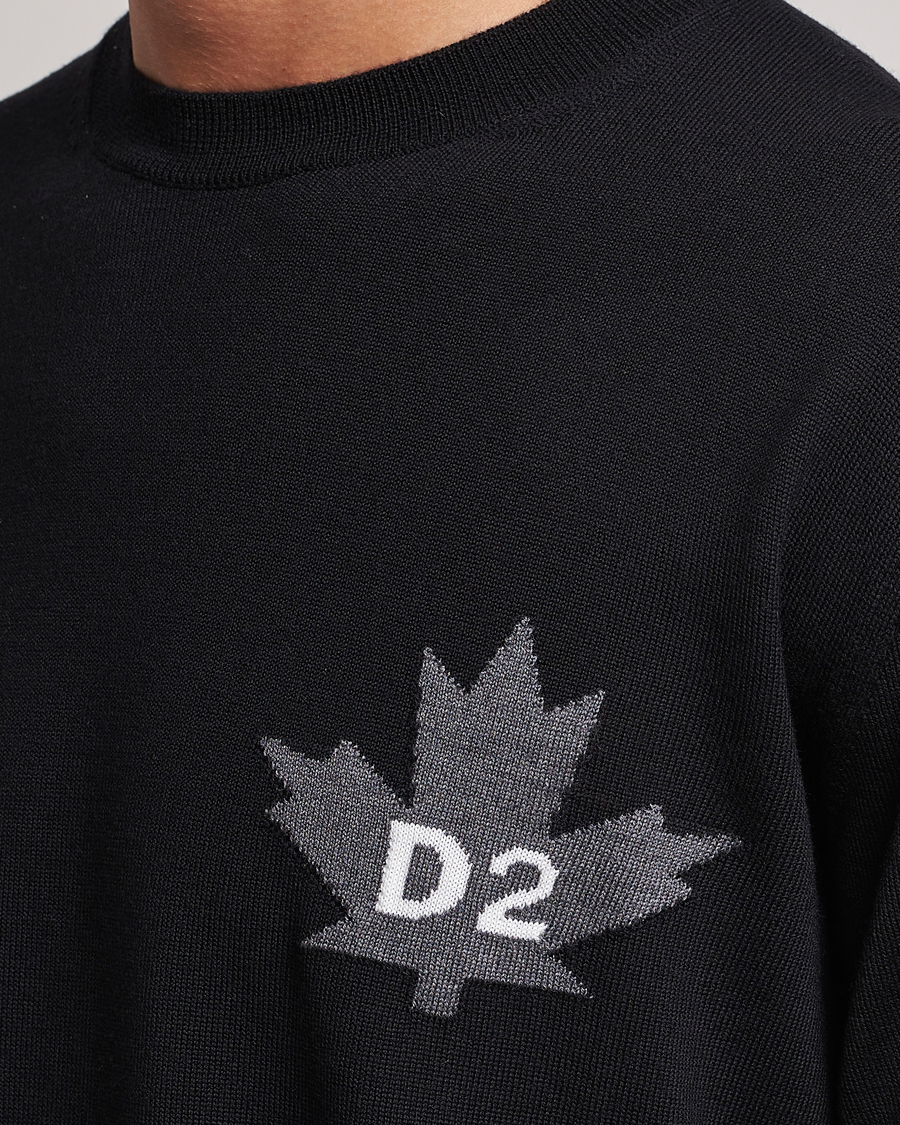 Herren | Pullover | Dsquared2 | D2 Leaf Knitted Sweatshirt Black