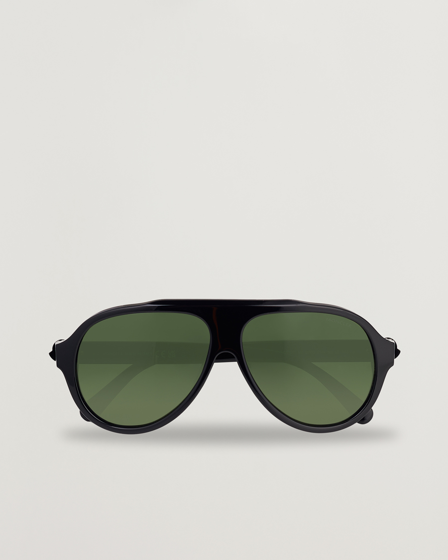 Herren | Moncler Lunettes Caribb Sunglasses Shiny Black/Green | Moncler Lunettes | Caribb Sunglasses Shiny Black/Green