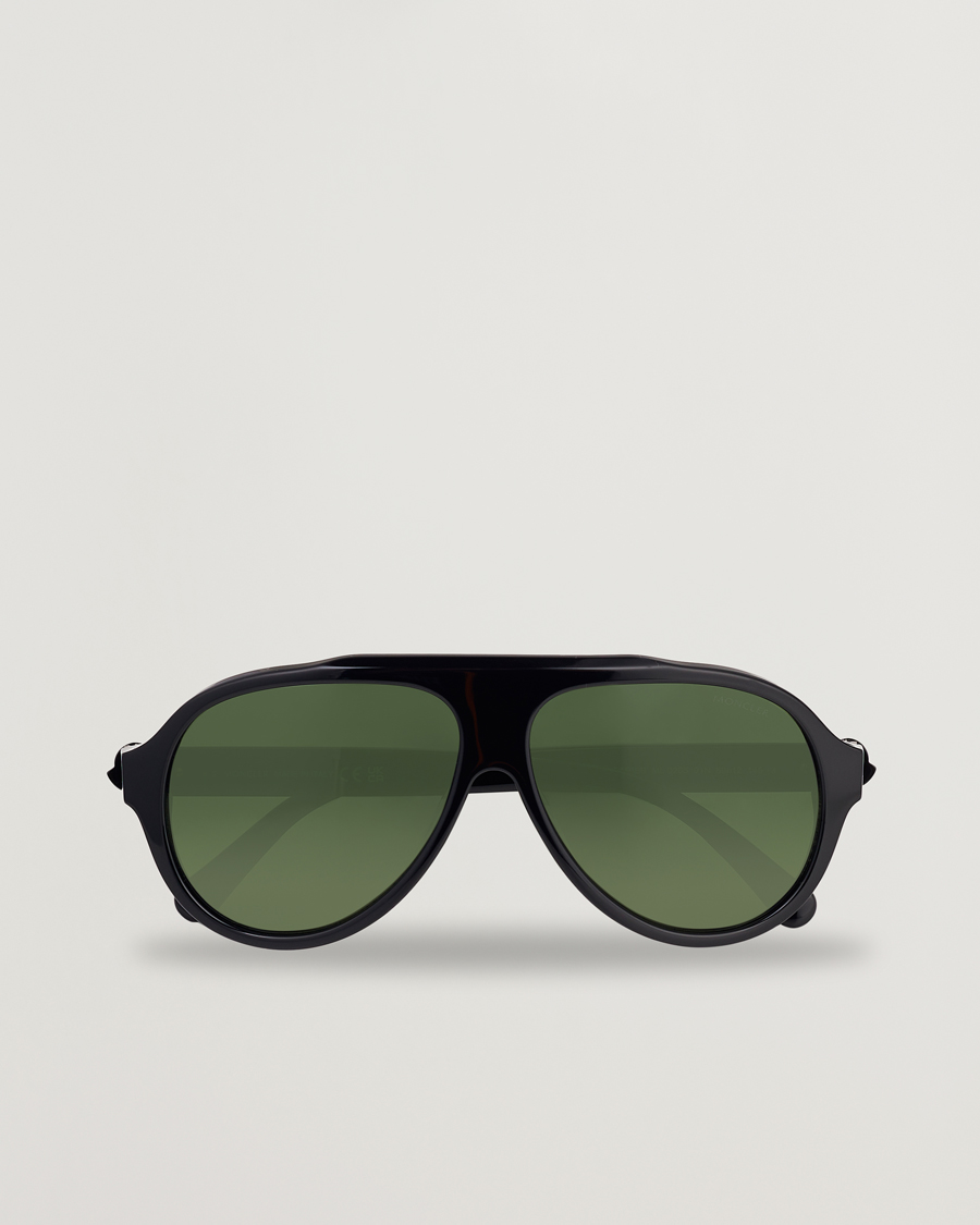 Herren | Moncler Lunettes Caribb Sunglasses Shiny Black/Green | Moncler Lunettes | Caribb Sunglasses Shiny Black/Green