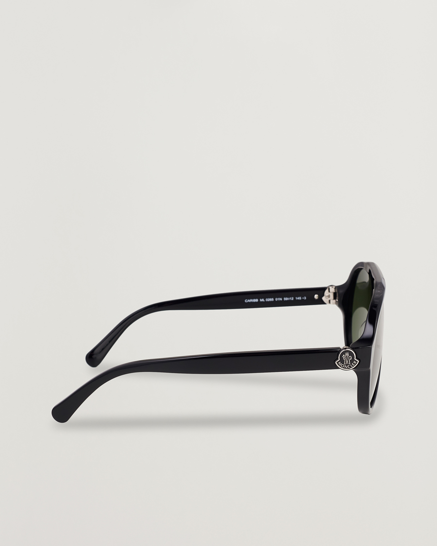 Herren | Moncler Lunettes Caribb Sunglasses Shiny Black/Green | Moncler Lunettes | Caribb Sunglasses Shiny Black/Green
