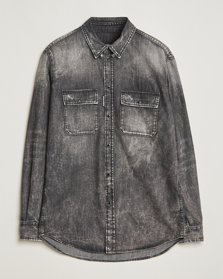 Herren | Hemden | Dsquared2 | Tab Collar Denim Shirt Washed Grey