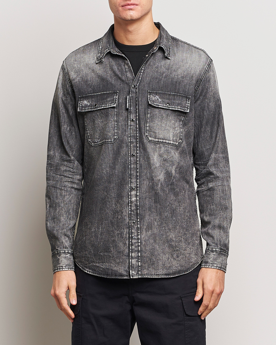 Herren | Dsquared2 | Dsquared2 | Tab Collar Denim Shirt Washed Grey