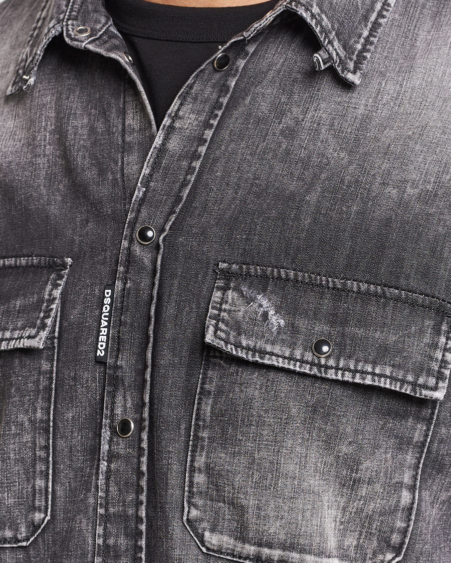 Herren | Hemden | Dsquared2 | Tab Collar Denim Shirt Washed Grey