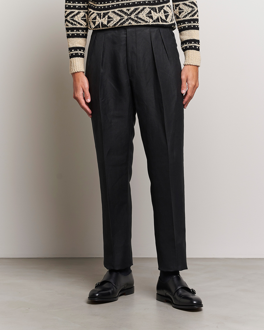 Herren | Hosen | Ralph Lauren Purple Label | Byron Pleated Trousers Black