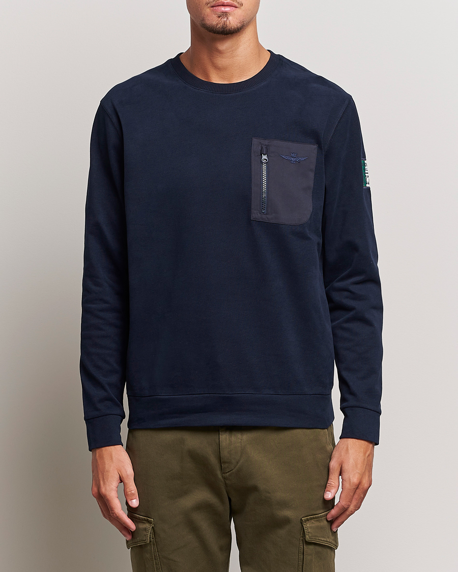 Herren | Aeronautica Militare | Aeronautica Militare | Felpa Cotton Pocket Sweatshirt Dark Blue