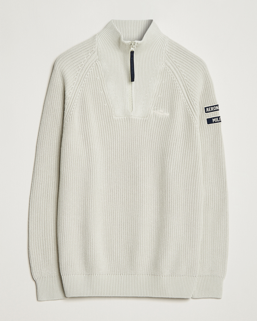 Herren | Pullover | Aeronautica Militare | Cotton Structured Knitted Half Zip Ice Palace