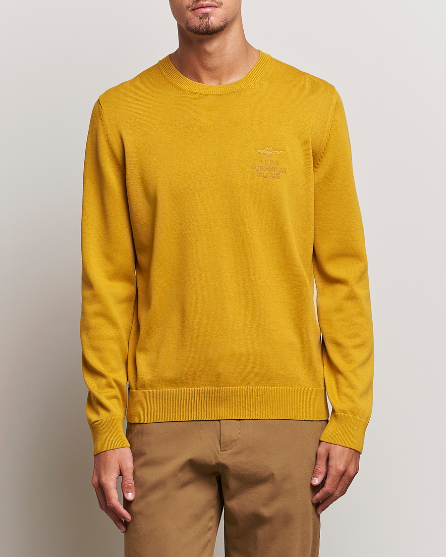 Herren | | Aeronautica Militare | Cotton Knitted Crew Neck Yellow