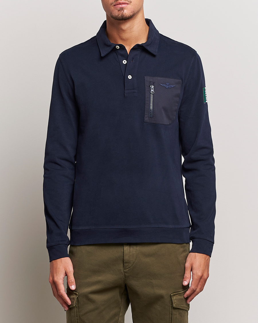 Herren |  | Aeronautica Militare | PO1707 Long Sleeve Polo Dark Blue