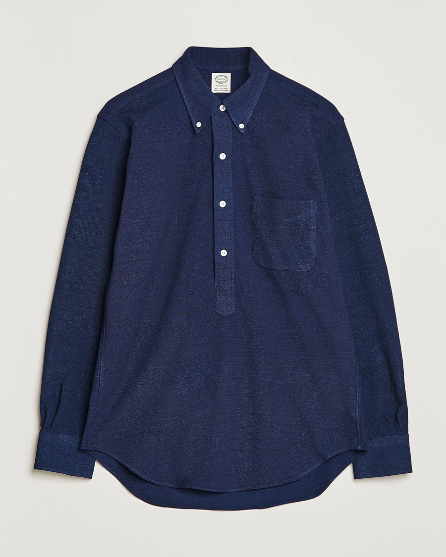 Herren | Kamakura Shirts | Kamakura Shirts | Vintage Ivy Knit Popover Shirt Navy