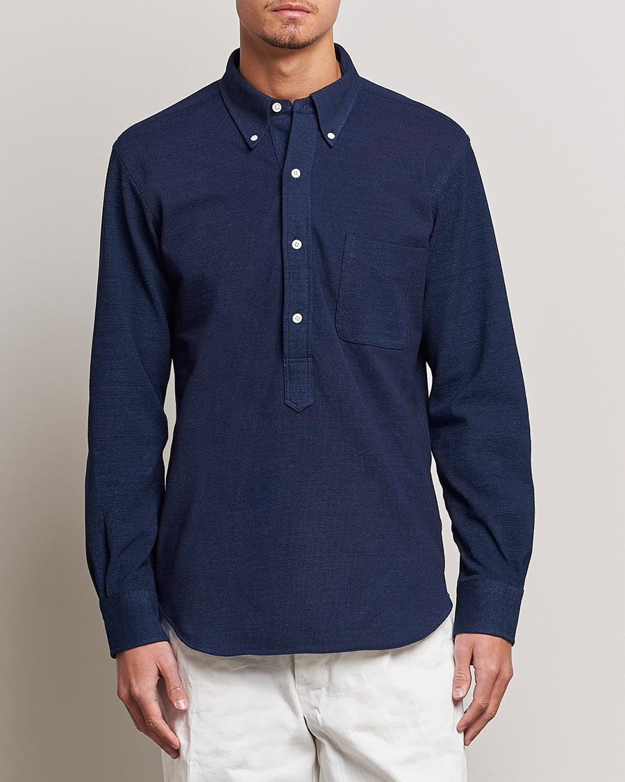 Herren |  | Kamakura Shirts | Vintage Ivy Knit Popover Shirt Navy