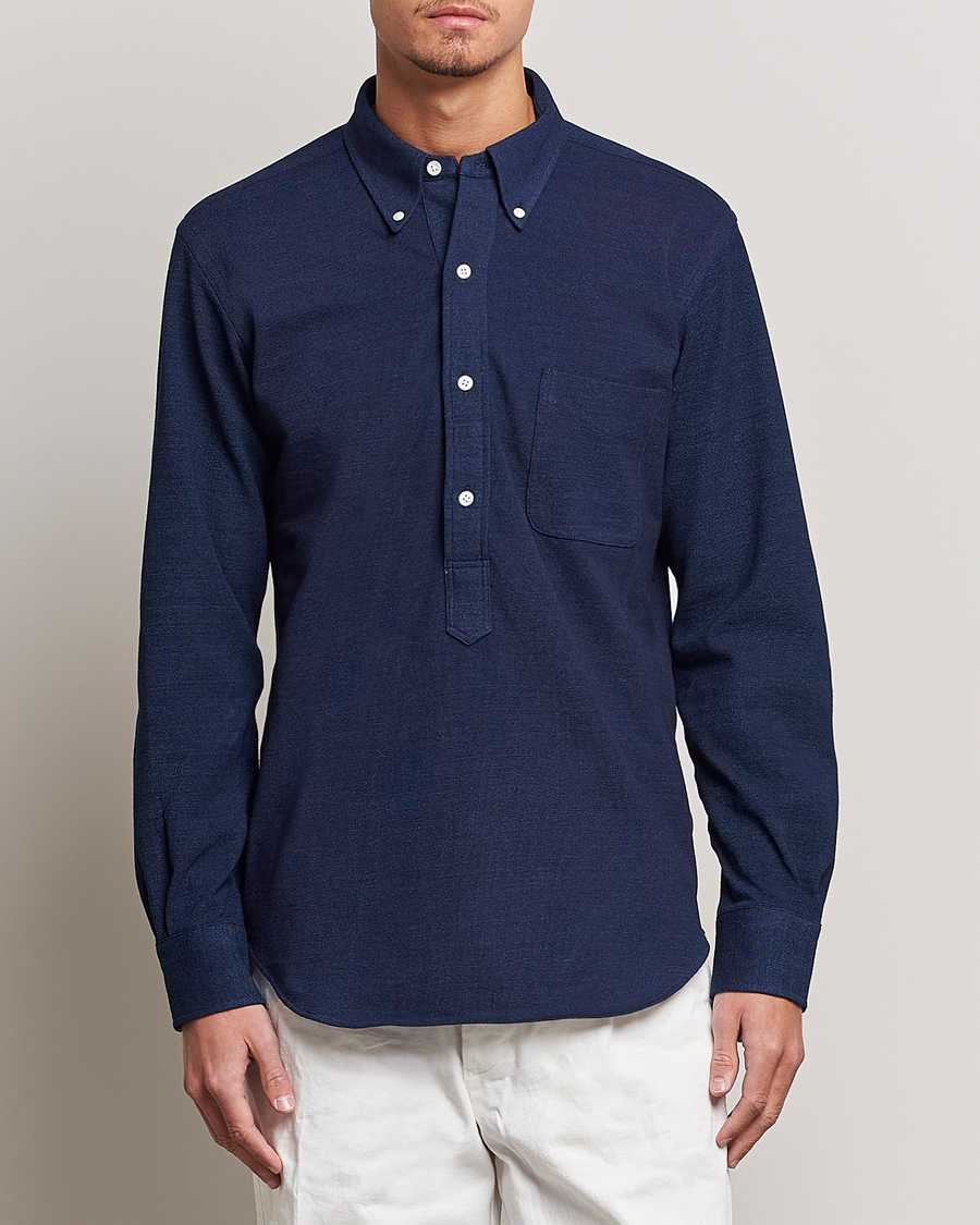 Herren | Kamakura Shirts | Kamakura Shirts | Vintage Ivy Knit Popover Shirt Navy