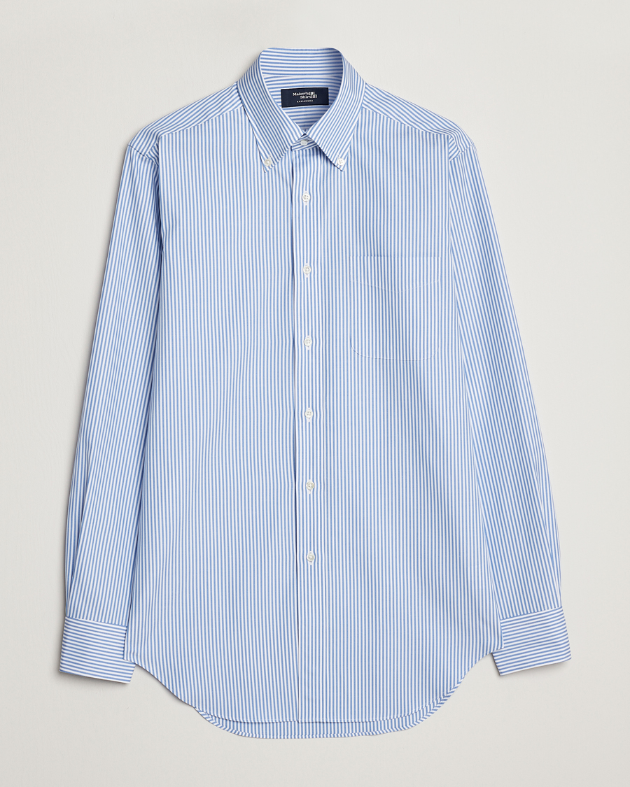 Herren | Kamakura Shirts | Kamakura Shirts | Slim Fit Oxford BD Shirt Blue Bengal Stripe