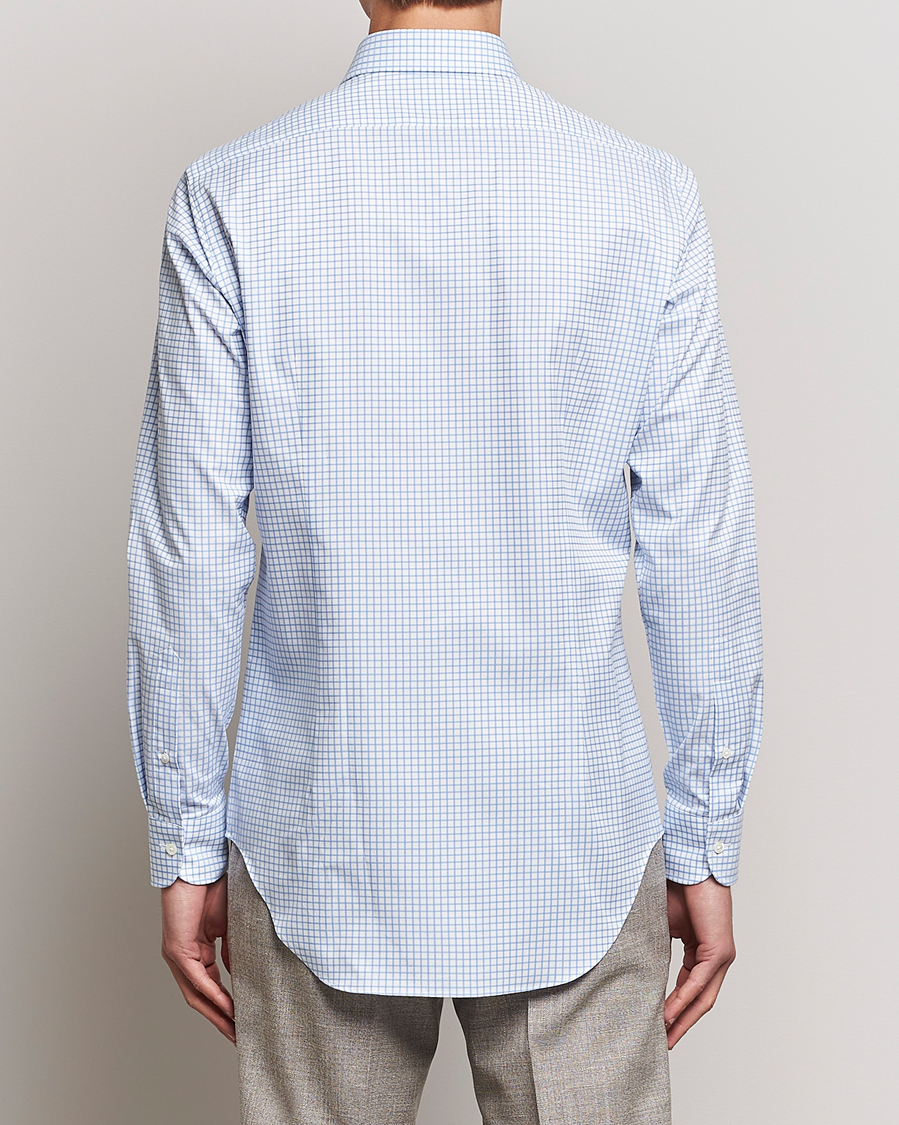 Herren | Hemden | Kamakura Shirts | Slim Fit Twill Spread Shirt Sky Blue Check