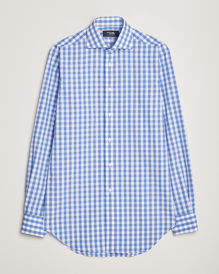 Herren | Kamakura Shirts | Kamakura Shirts | Slim Fit Broadcloth Spread Shirt Blue Gingham