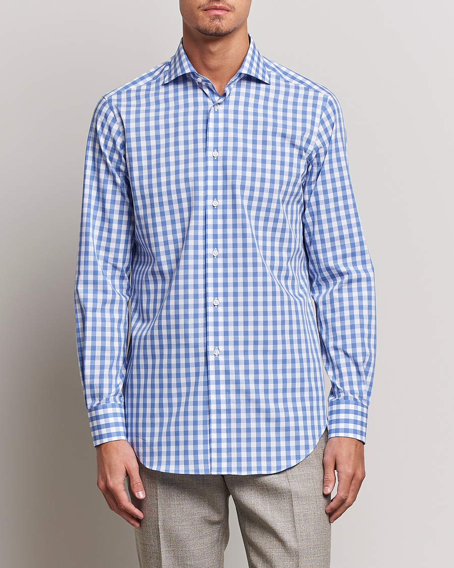 Herren | Japanese Department | Kamakura Shirts | Slim Fit Broadcloth Spread Shirt Blue Gingham