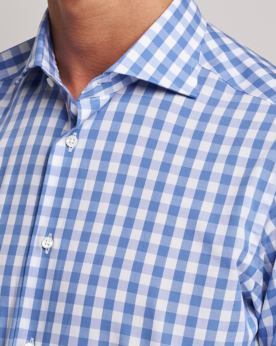 Herren | Hemden | Kamakura Shirts | Slim Fit Broadcloth Spread Shirt Blue Gingham