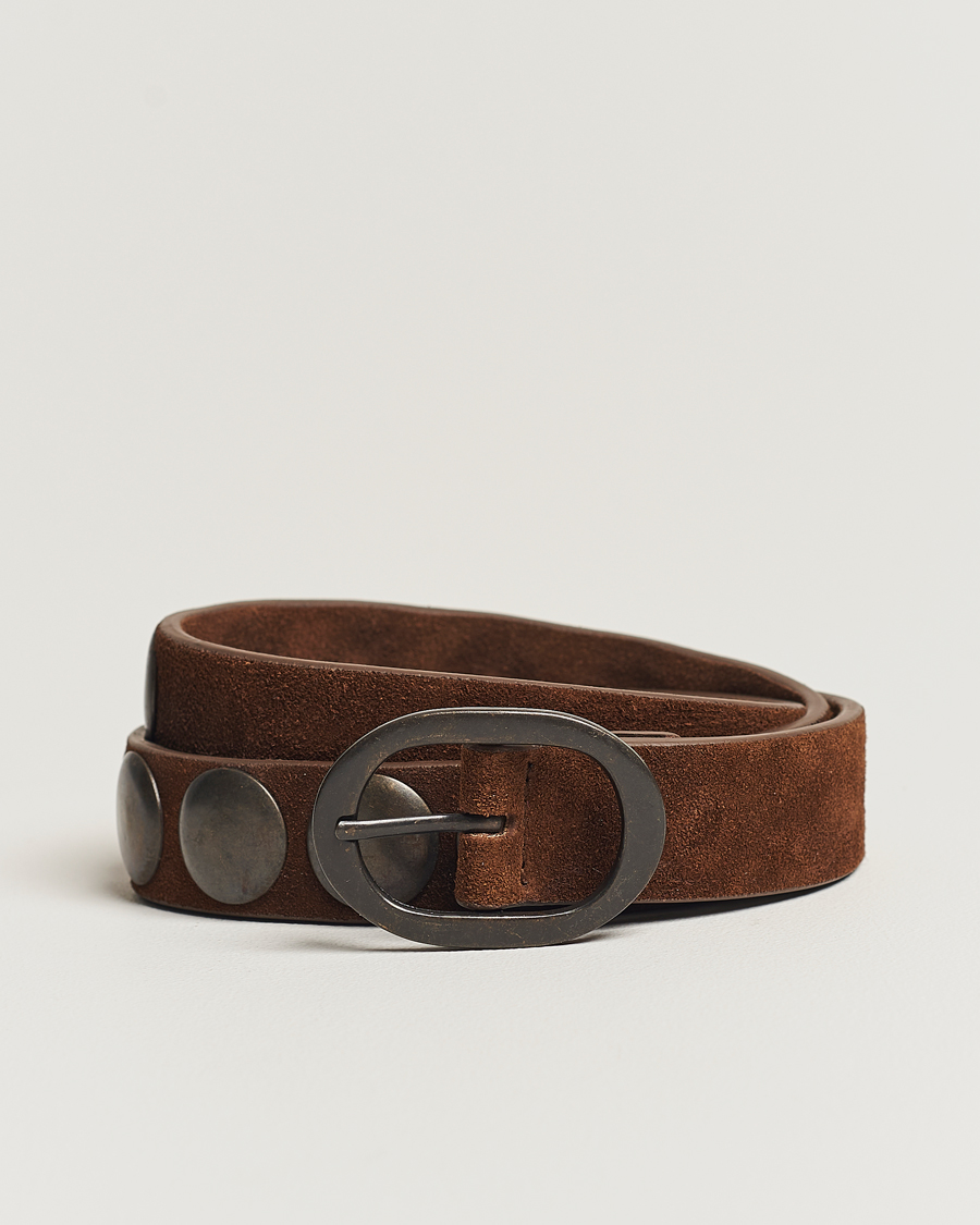 Herren | Massimo Alba Mik Studded Suede Belt Tobacco | Massimo Alba | Mik Studded Suede Belt Tobacco