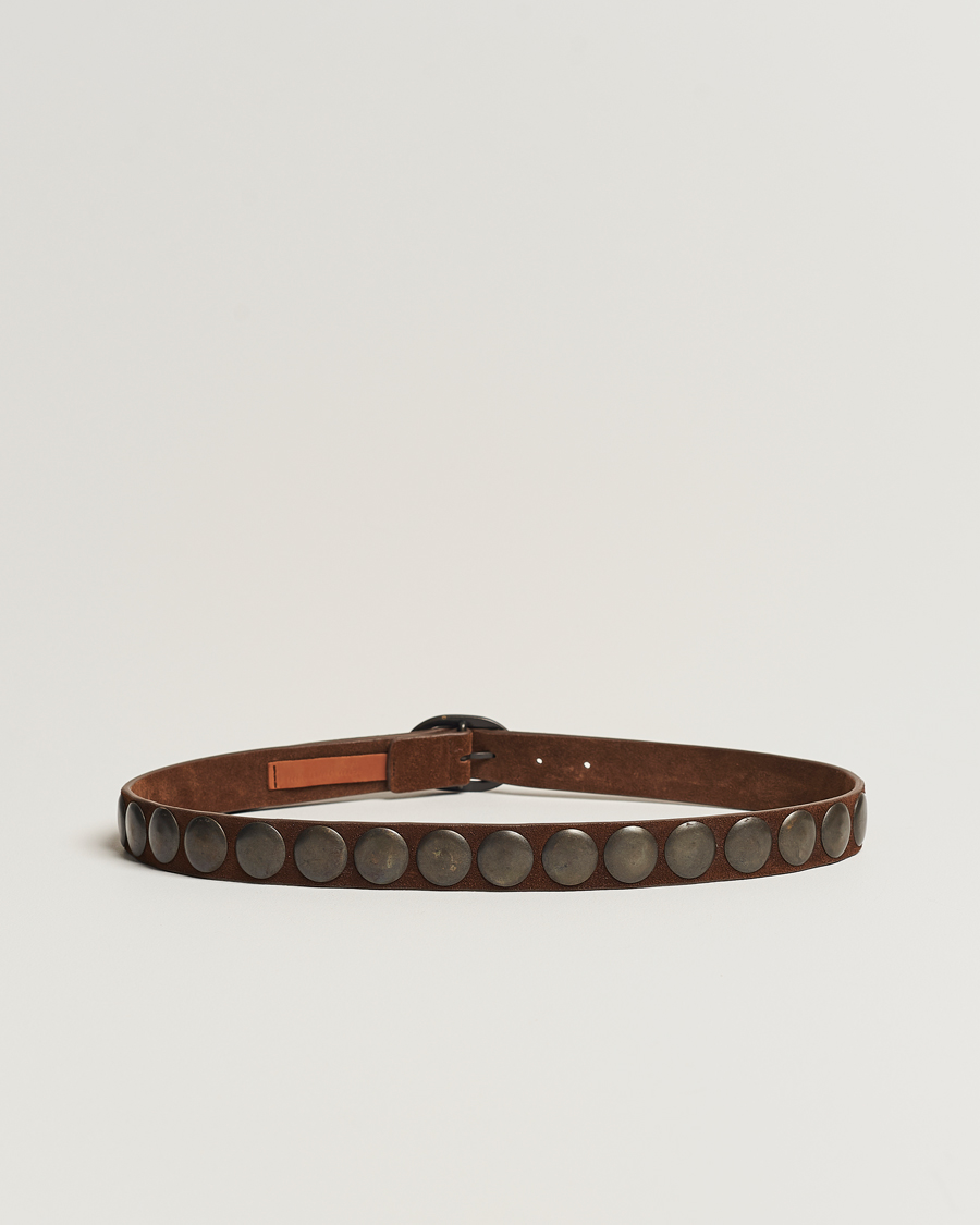Herren | Massimo Alba Mik Studded Suede Belt Tobacco | Massimo Alba | Mik Studded Suede Belt Tobacco