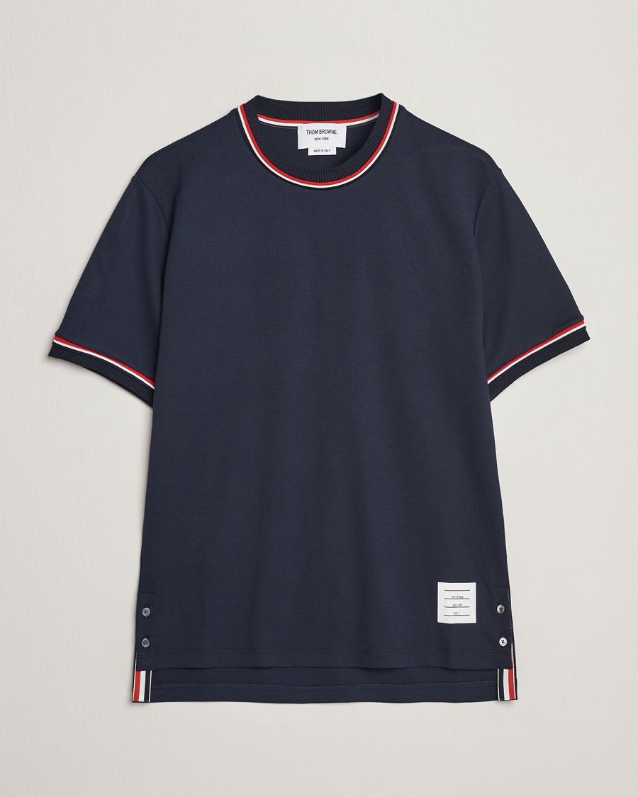 Herren | T-Shirts | Thom Browne | RWB Stripe Short Sleeve T-Shirt Navy