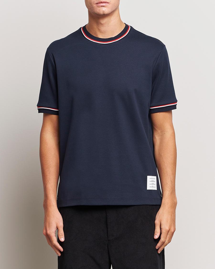 Herren | T-Shirts | Thom Browne | RWB Stripe Short Sleeve T-Shirt Navy