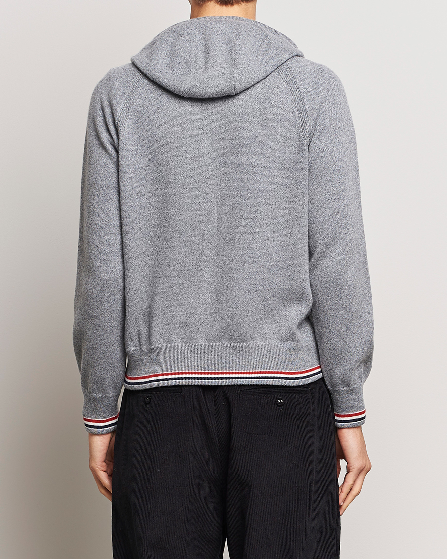 Herren | Pullover | Thom Browne | Cashmere Jersey Full Zip Hoodie Light Grey