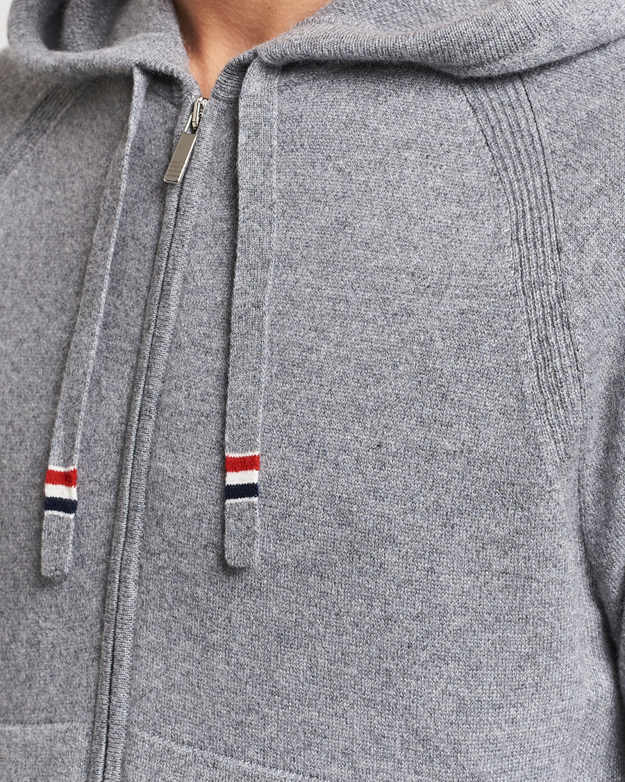 Herren | Pullover | Thom Browne | Cashmere Jersey Full Zip Hoodie Light Grey